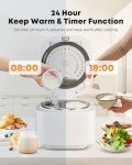 Novaspark Low Carb Rice Cooker Stainless Steel Inner Pot, Mini Stainless Steel Rice Cooker Small 5 Cup, LED Display Low Sugar Rice Maker, 24H Timer and Auto Keep Warm, White Rice/Porridge/Oatmeal, White