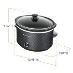 West Bend Slow Cooker 4-Quart Manual Crockery Style with Dishwasher Safe Oval Ceramic Crockpot and Glass Lid Two Temperature Settings Plus Keep Warm, 210-Watts, Black