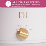 Paris Hilton 6-Quart Manual Slow Cooker, Features Three Settings (Low, High, Warm), Naturally Nonstick and Dishwasher Safe Stoneware Insert, Family Sized Capacity, White