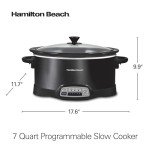 Hamilton Beach Portable 7 Quart Programmable Slow Cooker with Three Temperature Settings, Lid Latch Strap for Easy Travel, Dishwasher Safe Crock, Black (33474G)