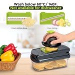 Yusshn Vegetable Chopper,12-in-1 Multifunctional Food Chopper,Professional Onion Chopper with 7 Blades,Vegetable Cutter with Container for Salad,Potato,Carrot,and Garlic; Essential Kitchen Tool(Grey)