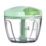 Ourokhome Manual Food Processor Vegetable Chopper, Portable Hand Pull String Garlic Mincer Onion Cutter for Veggies, Ginger, Fruits, Nuts, Herbs, etc., 650ml, Green