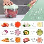 Ourokhome Manual Food Processor Vegetable Chopper, Portable Hand Pull String Garlic Mincer Onion Cutter for Veggies, Ginger, Fruits, Nuts, Herbs, etc., 650ml, Green