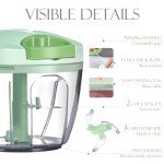 Ourokhome Manual Food Processor Vegetable Chopper, Portable Hand Pull String Garlic Mincer Onion Cutter for Veggies, Ginger, Fruits, Nuts, Herbs, etc., 650ml, Green