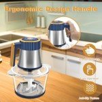 Food Processor, 5 Speed Meat Grinder Electric Food Chopper with 2 Bowls (8 Cup+8 Cup), 4 Bi-Level Blades Mini Kitchen Cutter for Vegetable, Onion, Garlic, Meat, Nuts, and Baby Food (300W Blue-2L)