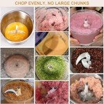 Food Processor, 5 Speed Meat Grinder Electric Food Chopper with 2 Bowls (8 Cup+8 Cup), 4 Bi-Level Blades Mini Kitchen Cutter for Vegetable, Onion, Garlic, Meat, Nuts, and Baby Food (300W Blue-2L)