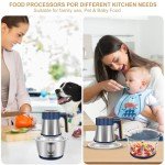 Food Processor, 5 Speed Meat Grinder Electric Food Chopper with 2 Bowls (8 Cup+8 Cup), 4 Bi-Level Blades Mini Kitchen Cutter for Vegetable, Onion, Garlic, Meat, Nuts, and Baby Food (300W Blue-2L)