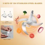 Food Processor, 5 Speed Meat Grinder Electric Food Chopper with 2 Bowls (8 Cup+8 Cup), 4 Bi-Level Blades Mini Kitchen Cutter for Vegetable, Onion, Garlic, Meat, Nuts, and Baby Food (300W Blue-2L)