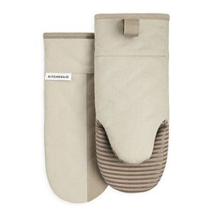 Two-Tone Non-Slip Oven Mitt Set, Milkshake/Beige