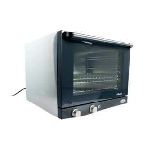 Cadco OV-023 23-5/8" Half-Size Countertop Convection Oven for Restaurant Hotel Food Truck Concession Kiosk, (4) Half-Size Sheet Pan Capacity and Manual Controls, Stainless Steel, 208/240V, NSF