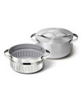 Caraway Stainless Steel Dutch Oven (6.5 Qt) & Steamer - 5-Ply Stainless Steel - Oven Safe & Stovetop Agnostic - Non Toxic, PTFE & PFOA Free
