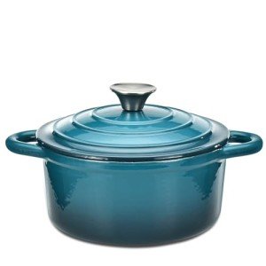Hamilton Beach Enameled Cast Iron Dutch Oven Navy (3-Quart) | Cream Enamel Coating Pot with Lid | Cast Iron with Even Heat Distribution | Easy Grip to Handles & Multipurpose