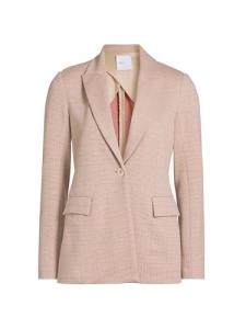 Rosetta Getty, Plaid Stretch Cotton Peak-Lapel Jacket, X-Small, Caramel Red