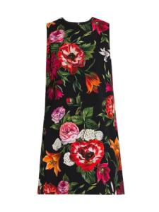 Dolce&Gabbana, Rafia Fiori Floral Minidress, 40 (4), Black Print Flower