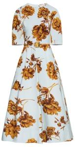 Oscar De La Renta, Peony Cotton Poplin Dress, Brown/Ice Blue, 0