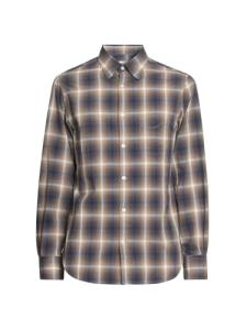Officine Générale, Benoit Cotton Check Shirt, Medium, Iced Coffee Cream Navy