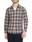 Officine Générale, Benoit Cotton Check Shirt, Medium, Iced Coffee Cream Navy
