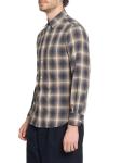 Officine Générale, Benoit Cotton Check Shirt, Medium, Iced Coffee Cream Navy