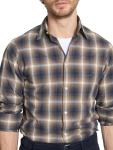 Officine Générale, Benoit Cotton Check Shirt, Medium, Iced Coffee Cream Navy
