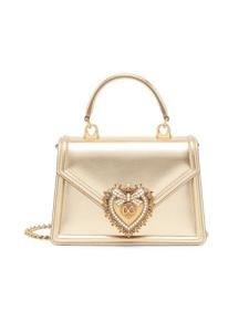 Dolce&Gabbana, Devotion Metallic Leather Top Handle Bag, Orochiaro