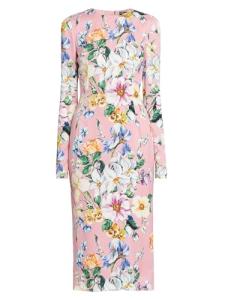 Dolce&Gabbana, Floral Stretch Silk Midi-Dress, 36 (0), Mix Fiori Rosa