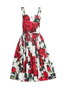 Dolce&Gabbana, Roses Cotton Fit & Flare Dress, 36 (0), Rosa Rossa