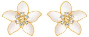 Oscar De La Renta, Enamel Jasmine Earrings, Ivory