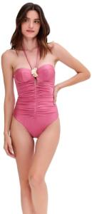 PATBO, Seashell Lycra Halterneck Swimsuit, L, Pink