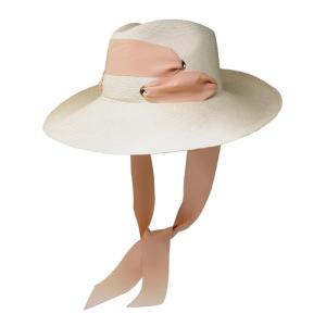 Sensi Studio, Aguacate Hat With Adjustable Ribbon, Medium, Natural Straw/Peach Medium Width Band