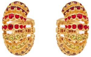 Oscar De La Renta, Crystal Fan Hoop Earrings, Topaz Multi