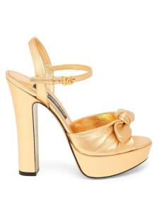 Dolce&Gabbana, Special Opportunities Metallic Leather Platform Sandals, 38 (8), Oro