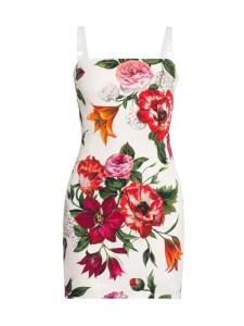 Dolce&Gabbana, Rafia Fiori Floral Stretch Silk Minidress, 40 (4), White Print Flower