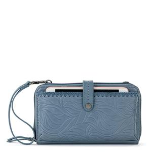 The Sak Iris Smartphone Crossbody Purse - Women's Cellphone Bag & Wallet For Everyday - Convertible Wristlet With Zipper in Maritime Wave Embossed/Leather