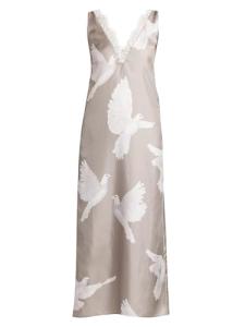 Stella McCartney, Birds Silk Midi Slipdress, 38 (2-4), Mud