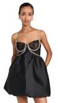 Self Portrait Black Taffeta Diamante Mini Dress