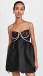 Self Portrait Black Taffeta Diamante Mini Dress