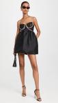 Self Portrait Black Taffeta Diamante Mini Dress