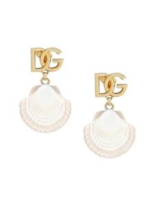 Dolce&Gabbana, Goldtone & Shell Monogram Drop Earrings, Yellow Gold