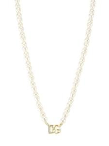 Dolce&Gabbana, Goldtone & Imitation Pearl Monogram Pendant Necklace, Yellow Gold