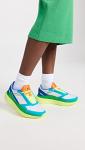 adidas by Stella McCartney Women's Earthlight Sneakers, White/RichGreen/SolarYellow, 6.5 Medium US