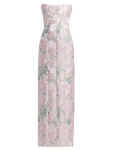 Light Pink Brocade Strapless Gown by Markarian