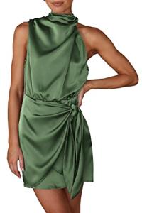 PRETTYGARDEN Women's Satin Mock Neck Cocktail Dress