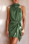 PRETTYGARDEN Women's Satin Mock Neck Cocktail Dress