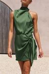 PRETTYGARDEN Women's Satin Mock Neck Cocktail Dress
