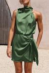 PRETTYGARDEN Women's Satin Mock Neck Cocktail Dress