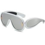 Futuristic Oversized Mirrored Shield Sunglasses