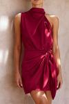 PrettyGarden Women's Deep Red Satin Cocktail Dress