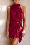 PrettyGarden Women's Deep Red Satin Cocktail Dress