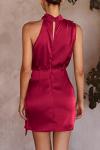 PrettyGarden Women's Deep Red Satin Cocktail Dress