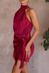PrettyGarden Women's Deep Red Satin Cocktail Dress